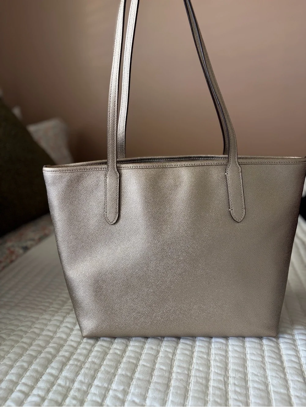 Coach Metallic Tote with Signature Wallet